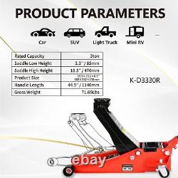 3 Ton Low Profile heavy duty steel Hydraulic Floor Jack with Dual Pump