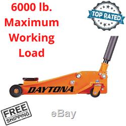3 Ton Steel Heavy Duty Floor Jack Professional With Rapid Pump Lifts Orange New
