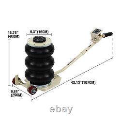 3 Ton Triple Bag Air Pneumatic Jack 6600 lbs Quick Heavy Duty Compressed Air