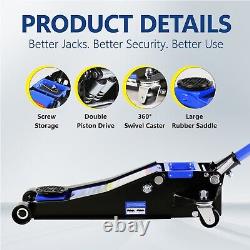 3 Ton Trolley Jack Floor Heavy Duty Ultra Low 85mm Profile Rapid Pump Car Garage