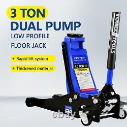 3 Ton Trolley Jack Floor Heavy Duty Ultra Low 85mm Profile Rapid Pump Car Garage