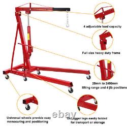 4400lb 2 TON Heavy Duty Engine Motor Hoist Cherry Picker Shop Crane Lift