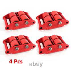 4PC 6 Ton Heavy Duty Dolly Skate Machinery Roller Cargo Trolley Mover 13200lbs