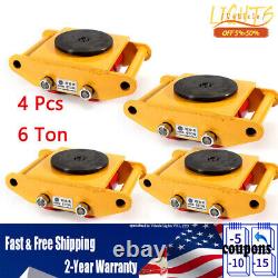 4PC Kit 6Ton Heavy Duty Machine Dolly Skate Machinery Roller Mover Cargo Trolley