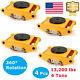 4pc Set 6ton Heavy Duty Machine Dolly Skate Cargo Trolley Machinery Roller Mover