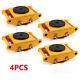 4pc Set 6ton Heavy Duty Machine Dolly Skate Cargo Trolley Machinery Roller Mover