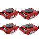 4pcs 6 Ton Heavy Duty Cargo Machine Dolly Skate Machinery Roller Mover 360° Red