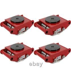 4Pcs 6 Ton Heavy Duty Cargo Machine Dolly Skate Machinery Roller Mover 360° Red