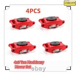 4Pcs 6 Ton Heavy Duty Machinery Mover Dolly Skate Roller Safe Transport 4-Roller
