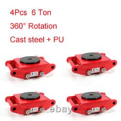 4Pcs 6 Ton Heavy Duty Machinery Mover Dolly Skate Roller Safe Transport 4-Roller