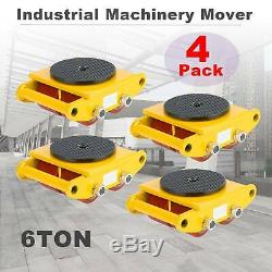 4Pcs Heavy Duty Machine Dolly Skate Machinery Roller Mover Cargo Trolley 6 Ton