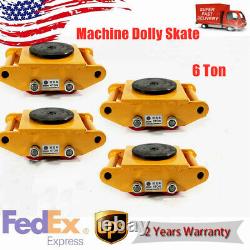 4X 6 Ton Machinery Mover Machine Dolly Skate Machinery 360° Rotation Heavy Duty