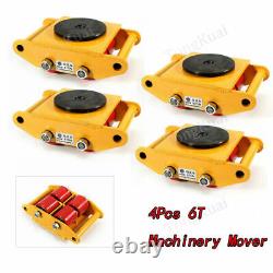 4 Pack 6 Ton Heavy Duty Machine Dolly Skate Machinery Roller Mover Cargo Trolley