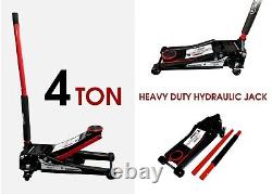 4 Ton Floor Trolley Hydraulic Car Jack Low Profile Brand New Heavy Duty Steel