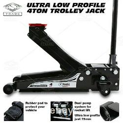 4 Ton Heavy Duty Ultra Low Profile Hydraulic Trolley JACK for SUVs 4x4s Van