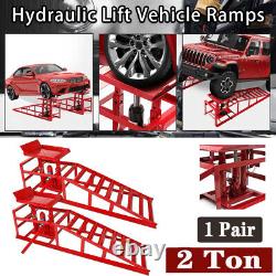 4 ton Hydraulic Car Ramps 2x Heavy Duty Garage Auto Van Bottle Lift Jack Ramp