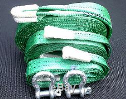 4x4 RECOVERY WINCH TOWING STROP ROPE KIT 14TON 7M/4M/2M + 2 X 3.25 TON SHACKLES