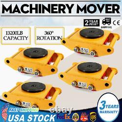 4x 6 Ton Heavy Duty Machine Dolly Skate Machinery Roller Mover Cargo Trolley Set