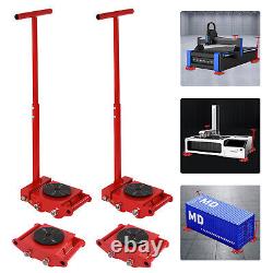 4x Machinery Roller Mover 6 Ton Heavy Duty Dolly Skate Cargo Trolley with2x Handle