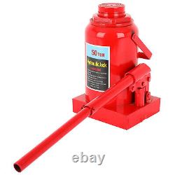 50 Ton Heavy Duty Red Hydraulic Bottle Jack Tool Auto Truck Car Repair Kits