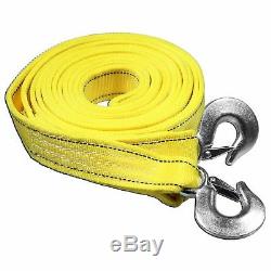5 Tons 13ft Car Tow Cable Towing Strap Rope with Hooks Emergency Heavy Duty