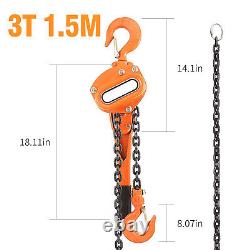 6600 lbs 3 Ton Manual Lever Chain Hoist Ratchet Hoist with 5ft Chain Heavy Duty