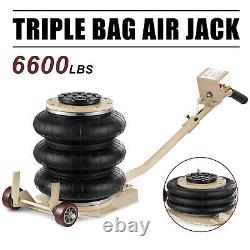 6600 lbs 3 Ton Triple Bag Air Pneumatic Jack Quick Heavy Duty Compressed Air