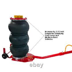 6600lbs Triple Air Bag Jack Quick Lift 3 Ton Heavy Duty MAX Height 17.72in Red