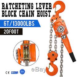 6Ton 20Ft Ratcheting Lever Block Chain Hoist Heavy Duty Efficient 13000LBS