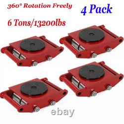 6Ton Heavy Duty 4 Roller 360° Dolly Skate Cargo Trolley Machinery Mover 13200lbs