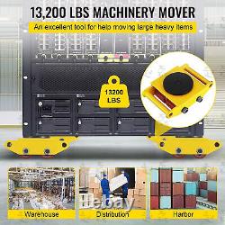 6Ton Heavy Duty Machine Dolly Skate Machinery Roller Mover Cargo Trolley 13200lb