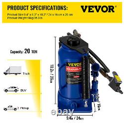 Air Hydraulic Bottle Jack 20 Ton Manual 44092lb Heavy Duty Auto Truck RV Repair