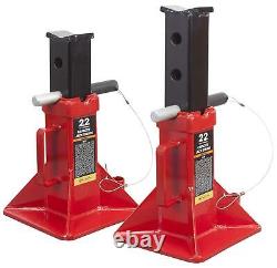 BIG RED 22 Ton Capacity Heavy Duty Steel Jack Stands, 2 Pack, Red, T90072