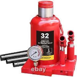 BIG RED 32ton Heavy Duty Professional Double Piston Car Bottle Jack, Red
