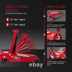 BIG RED 3 Ton Torin Hydraulic Ultra Low Profile Heavy Duty Steel Floor Jack, Red