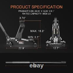 BIG RED Hydraulic Heavy Duty Steel Service/Floor Jack, 3 Ton (6,000 lb), Black