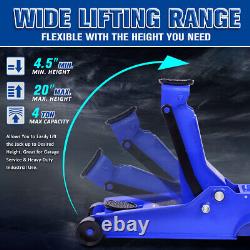 Blue 4 Ton 8000 lb 4.5- 20 Low Profile Heavy Duty Garage Hydraulic Floor Jack