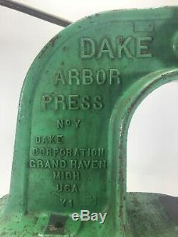 Dake Arbor Press No. Y Heavy Duty 1-1/2 Ton 321 Ratio Made in USA
