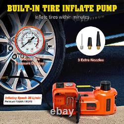 Electric Hydraulic Car Floor Jack 5 Ton 12V with Impact Wrench &Tire Inflator Pump