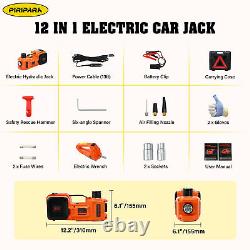 Electric Hydraulic Car Floor Jack 5 Ton 12V with Impact Wrench &Tire Inflator Pump