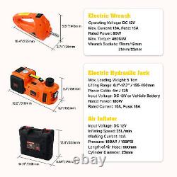 Electric Hydraulic Car Floor Jack 5 Ton 12V with Impact Wrench &Tire Inflator Pump