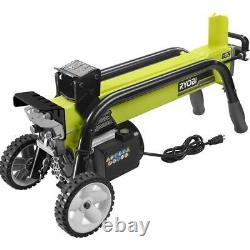 Electric Log Splitter 5-Ton 15 Amp Wheels Heavy-Duty Steel Frame Horizontal