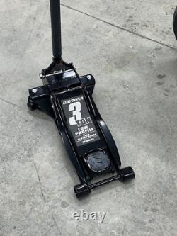 Floor Jack 3 Ton Heavy Duty Steel Ultra Low Profile Rapid Pump Lowrider Black