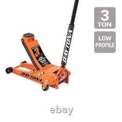 Floor Jack 3 Ton Heavy Duty Steel Ultra Low Profile Rapid Pump Lowrider Orange