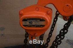 Harrington CB100 Manual Chain Hoist 10 Ton 20' Lift Heavy Duty 20,000 lb Used