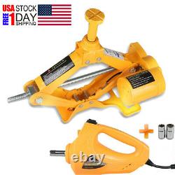 Heavy Duty 12v 3Ton 3t Electric Scissor Car Jack Lift 42cm With Impact Wrench