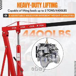 Heavy-Duty 2 Ton Folding Hydraulic Engine Hoist Crane Lift, 4400 LBS Capacity