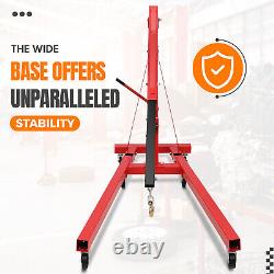 Heavy-Duty 2 Ton Folding Hydraulic Engine Hoist Crane Lift, 4400 LBS Capacity