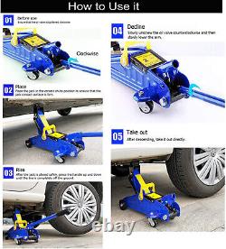 Heavy Duty 2 Ton Hydraulic Floor Jack + 3 Ton Axle Stand Lifting Car Van Truck