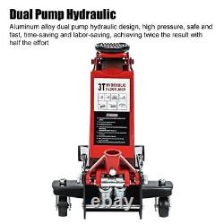 Heavy Duty 3 Ton Dual Pump Hydraulic Low Profile Floor Trolley Jack Car Garage